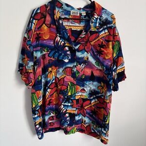 Chico's Design Women's Tropical Island Fish Top Size 3/XL Colorful Artsy Beach